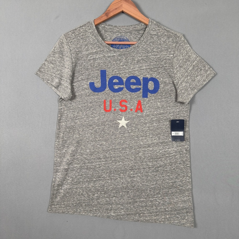Lucky Brand Jeep USA Graphic T-Shirt Gray Heathered Slub Knit Tee 7WDG1236 M NEW